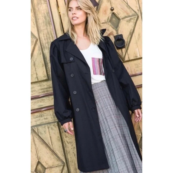 POL Classic Black Double Breasted Trench Coat - Picture 2 of 8